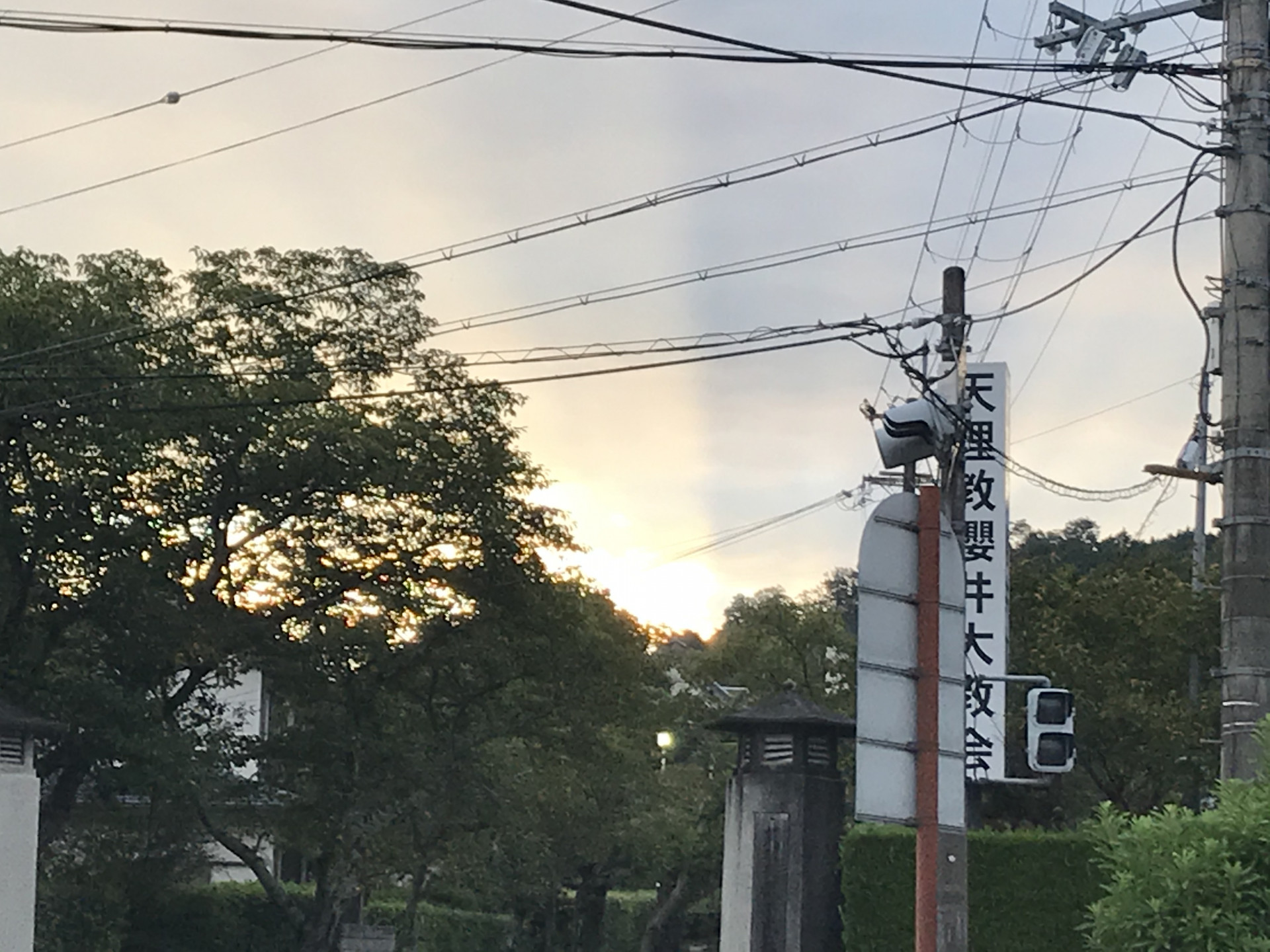 今朝がた、鳥羽の方向から後光がさしていました。